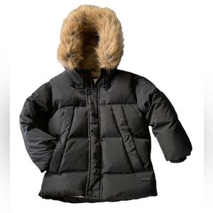 Like new! Zara hooded down puffer coat black, zipper and snaps, size 3-4 years